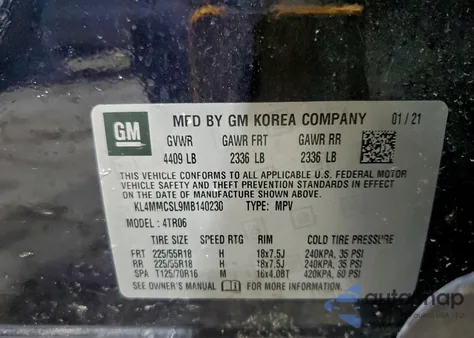 2021 Buick Encore Gx Preferred z USA, uszkodzony, nr VIN KL4MMCSL9MB140230